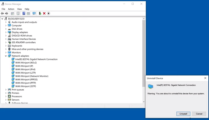 Reinstall the network adapter driver