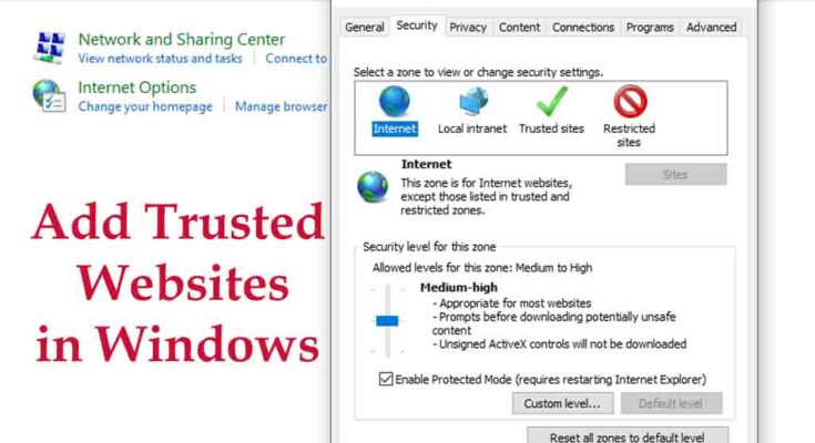 Add Trusted Websites in Windows