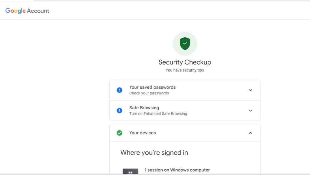 Google Account Setting