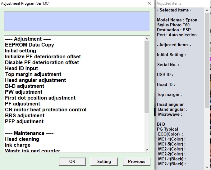 Adjustment Program 