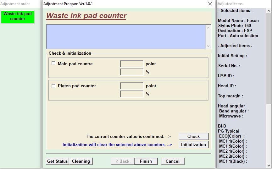 Waste ink pad counter Box